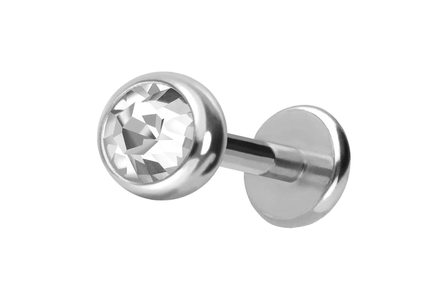 Titan Labret Piercing mit Push Fit KRISTALL
